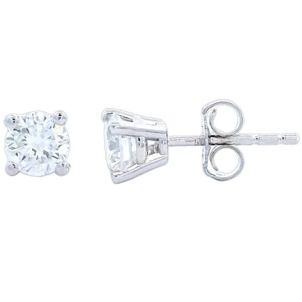 Lab Grown 14 Karat White Gold 0.77 Carat Diamond 4-Prong Solitaire Earrings - 0.77 CTW Image 2 Goldstein's Jewelers Mobile, AL