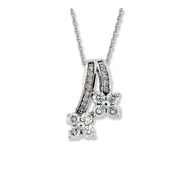 Diamond Double Flower Pendant with Chain Goldstein's Jewelers Mobile, AL