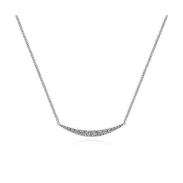 Gabriel Curved Diamond Bar Necklace Goldstein's Jewelers Mobile, AL