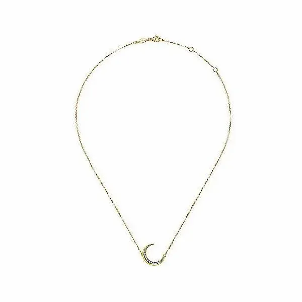 Gabriel Diamond Crescent Moon Necklace Image 2 Goldstein's Jewelers Mobile, AL