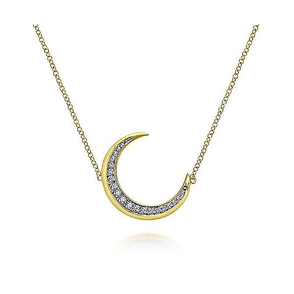 Gabriel Diamond Crescent Moon Necklace Goldstein's Jewelers Mobile, AL