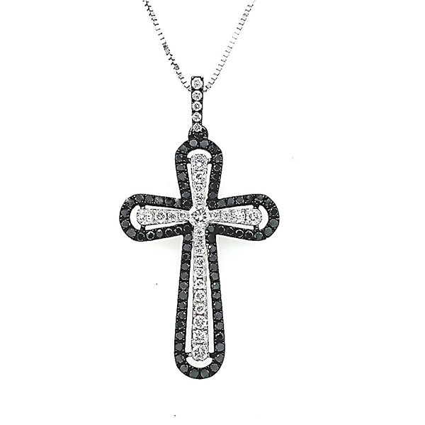 Black and White Diamond Cross Pendant Goldstein's Jewelers Mobile, AL