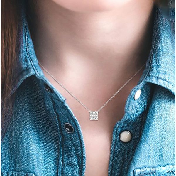 Diamond Petite Square Shape Necklace Image 4 Goldstein's Jewelers Mobile, AL