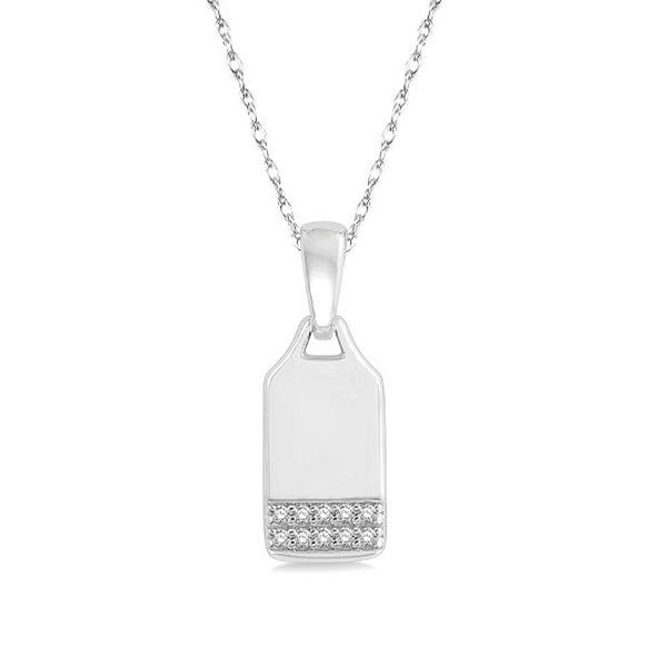 10 KARAT WHITE GOLD 0.0 5 CARAT DIAMOND TAG NECKLACE Goldstein's Jewelers Mobile, AL