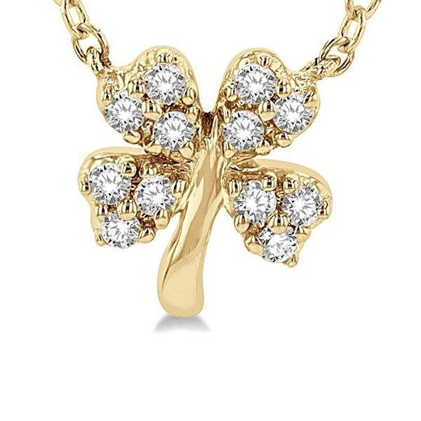 Diamond Petite Clover Necklace Image 3 Goldstein's Jewelers Mobile, AL