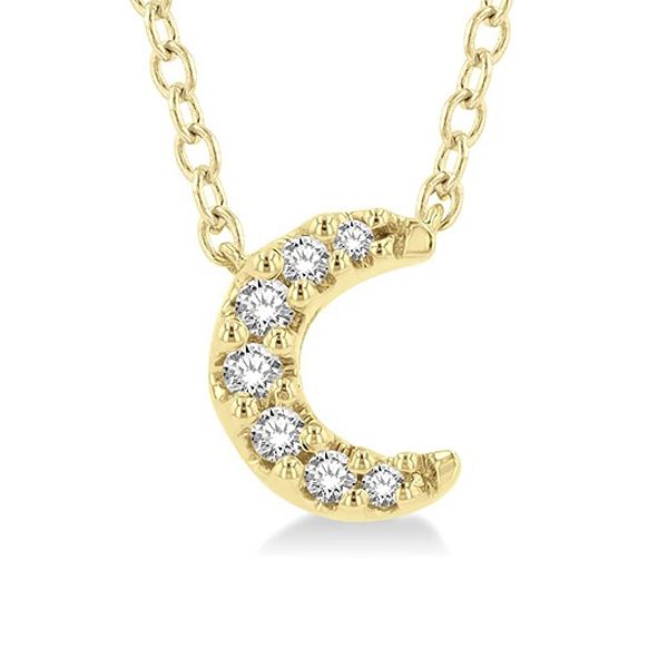 Diamond Petite Crescent Moon Necklace Image 3 Goldstein's Jewelers Mobile, AL