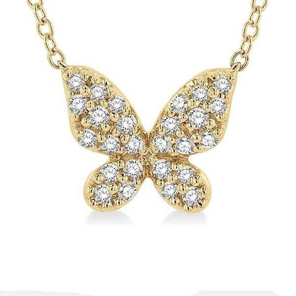 Diamond Petite Butterfly Necklace Image 3 Goldstein's Jewelers Mobile, AL