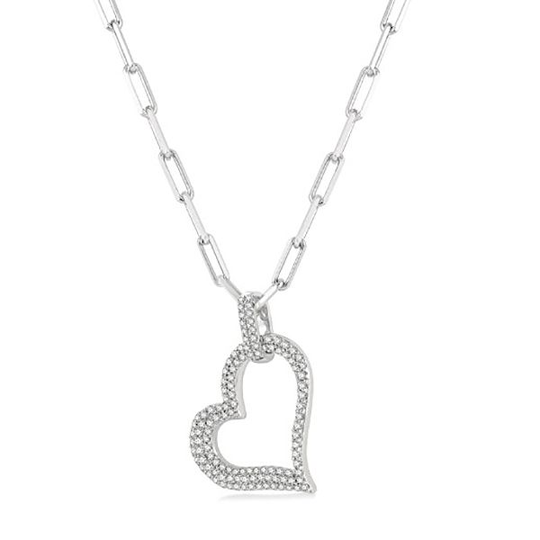 Diamond Pave Heart Necklace Image 2 Goldstein's Jewelers Mobile, AL