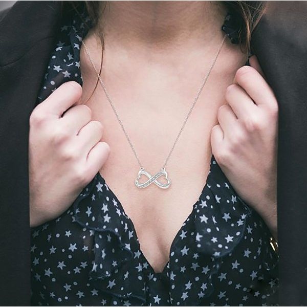 Diamond Heart Infinity Necklace Image 3 Goldstein's Jewelers Mobile, AL