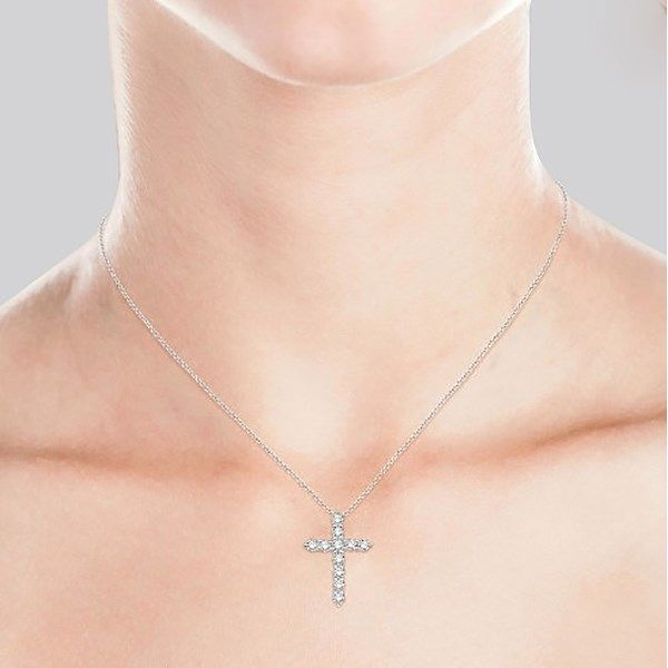 Diamond Cross Necklace Image 3 Goldstein's Jewelers Mobile, AL