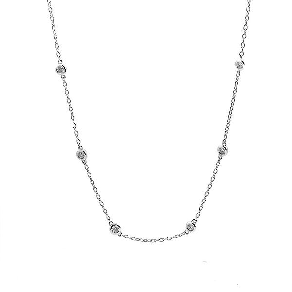 14 KARAT WHITE GOLD 0.75 CARAT DIAMOND STATION NECKLACE Goldstein's Jewelers Mobile, AL