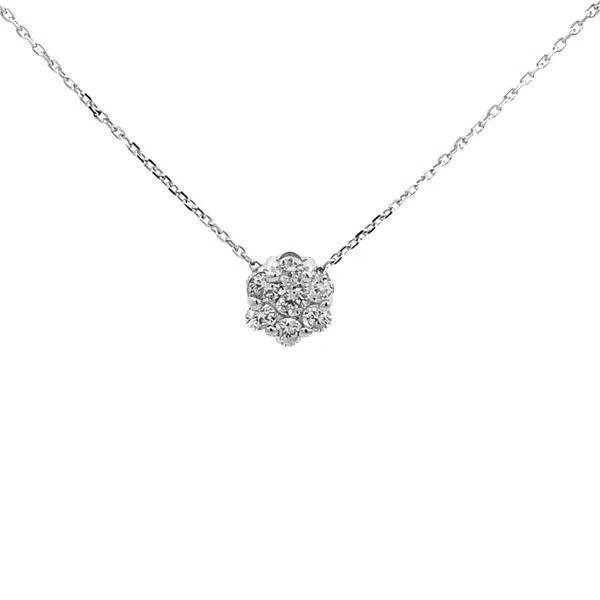 WHITE 14 KARAT GOLD 0.85 CARAT DIAMOND FLOWER CLUSTER NECKLACE Goldstein's Jewelers Mobile, AL