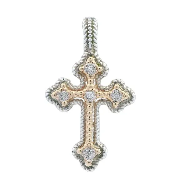 Sterling Silver and 14K Yellow Gold 0.10 Carat Diamond Vahan Cross Pendant Goldstein's Jewelers Mobile, AL