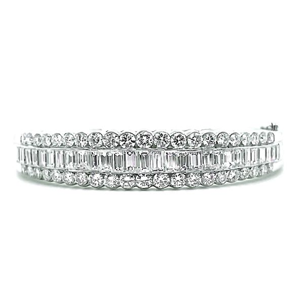 Diamond Round and Baguette Bangle Bracelet Goldstein's Jewelers Mobile, AL