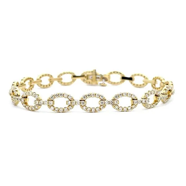 YELLOW 14 KARAT GOLD 2.72 CARATS DIAMOND OVAL LINK BRACELET Goldstein's Jewelers Mobile, AL