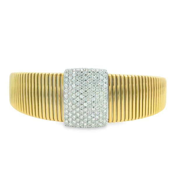 Diamond Pave Textured Bracelet Goldstein's Jewelers Mobile, AL