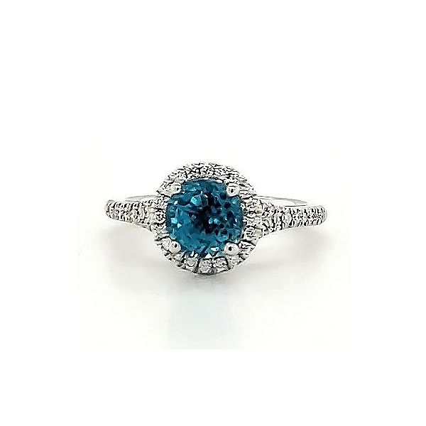 Blue Zircon and Diamond Ring Goldstein's Jewelers Mobile, AL