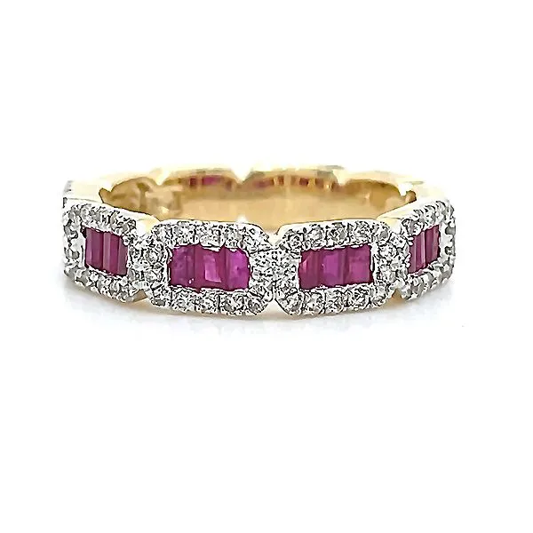 YELLOW 14 KARAT GOLD 0.90 CARAT RUBY & 0.37 CARAT DIAMOND FASHION BAND Goldstein's Jewelers Mobile, AL