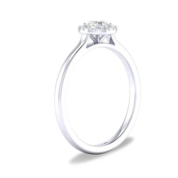 WHITE 10 KARAT GOLD WHITE SAPPHIRE & 0.05 CARAT DIAMOND HALO RING Image 3 Goldstein's Jewelers Mobile, AL