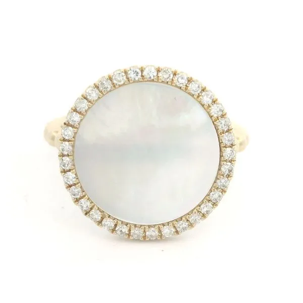 14 Karat Yellow Gold Mother of Pearl & 0.21ct Diamond Halo Ring Goldstein's Jewelers Mobile, AL