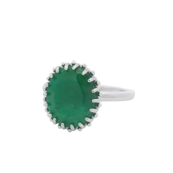 Sterling Silver Emerald Oval Ring Image 3 Goldstein's Jewelers Mobile, AL