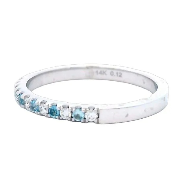 14K White Gold Blue Topaz & Diamond Band | 0.16 CT Blue Topaz & 0.12 CT Diamonds Image 2 Goldstein's Jewelers Mobile, AL