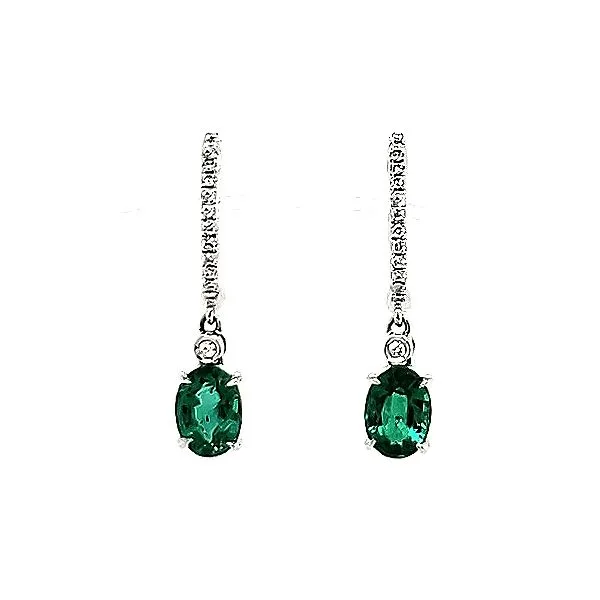 Emerald and Diamond Drop Earrings Goldstein's Jewelers Mobile, AL