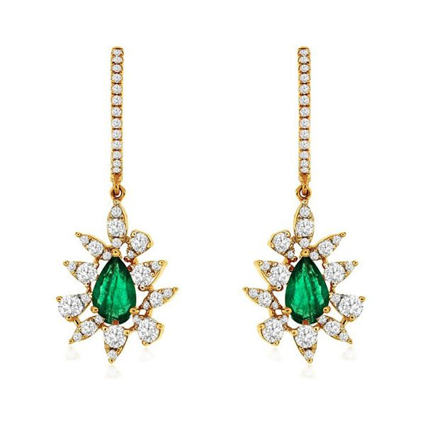 Emerald and Diamond Drop Earrings Goldstein's Jewelers Mobile, AL