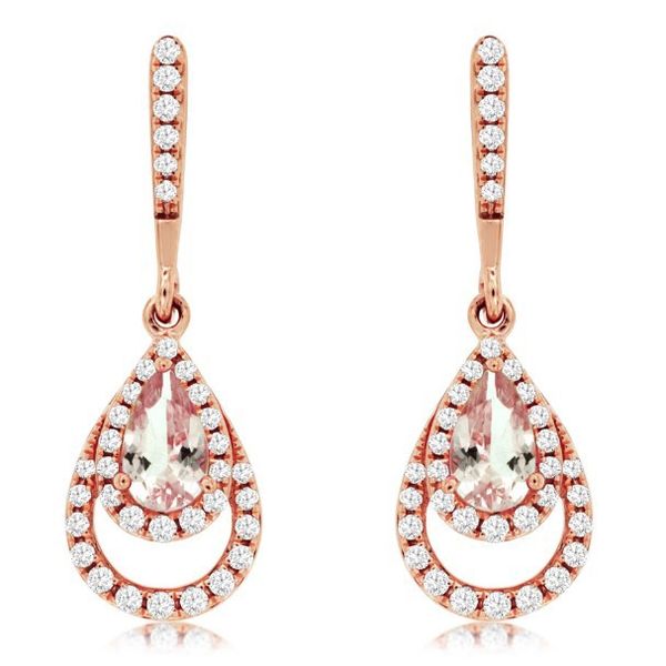 Morganite and Diamond Earrings Goldstein's Jewelers Mobile, AL