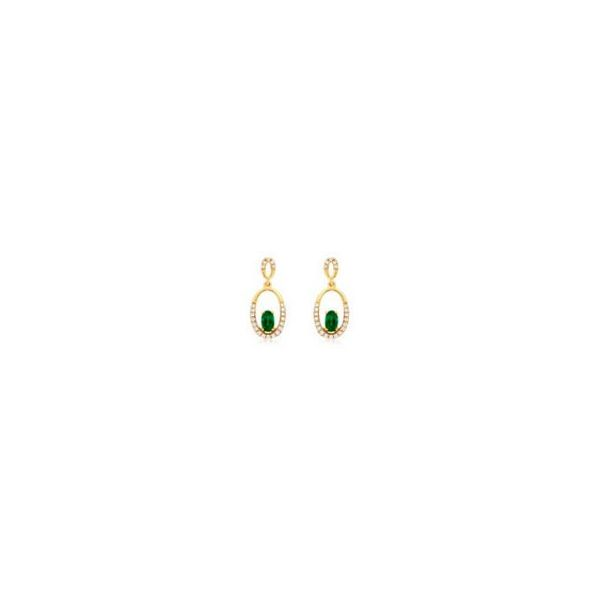Emerald and Diamond Drop Earrings Goldstein's Jewelers Mobile, AL