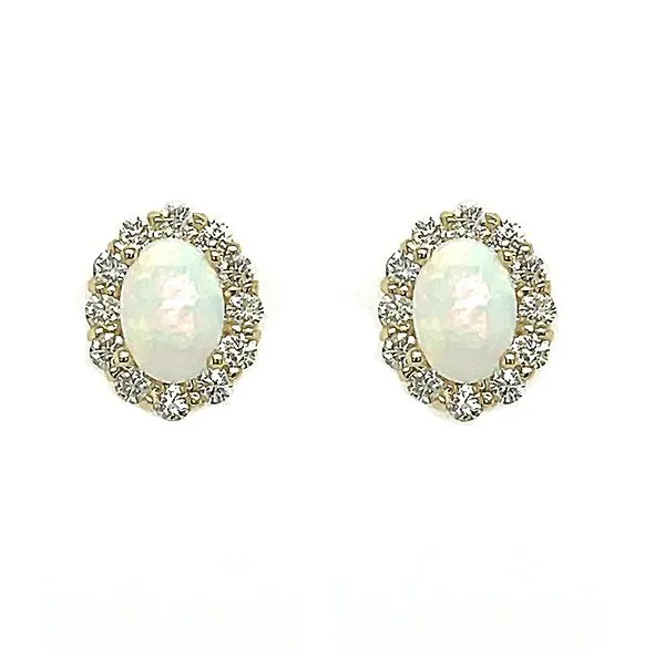 Opal and Diamond Halo Earrings Goldstein's Jewelers Mobile, AL