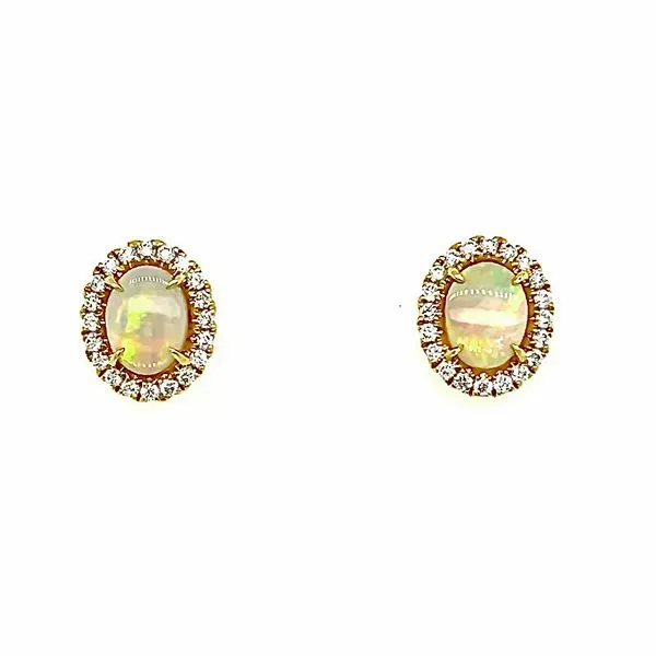 Opal and Diamond Halo Earrings Goldstein's Jewelers Mobile, AL