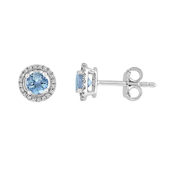 Aquamarine and Diamond Halo Earrings Goldstein's Jewelers Mobile, AL