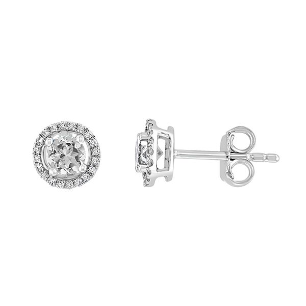 White Topaz and Diiamond Halo Earrings Goldstein's Jewelers Mobile, AL