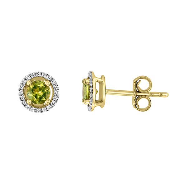 Peridot and Diamond Halo Earrings Goldstein's Jewelers Mobile, AL