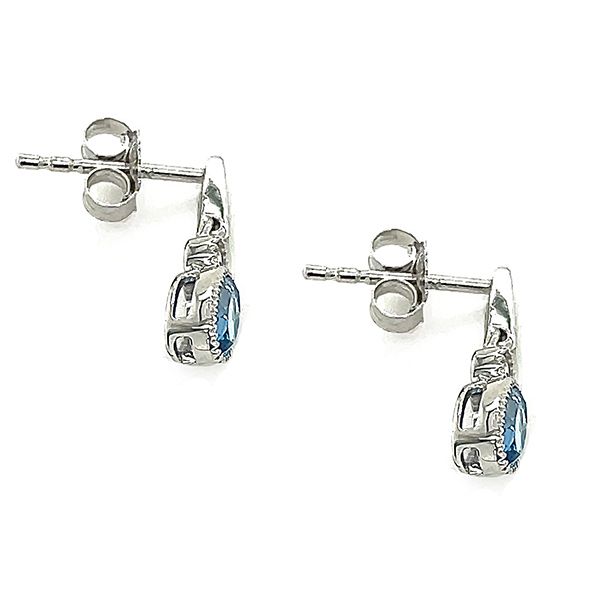 Blue Topaz and Diamond Drop Earrings Image 2 Goldstein's Jewelers Mobile, AL