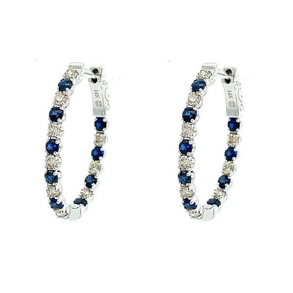 Sapphire and Diamond Oval Inside Out Hoop Earrings Goldstein's Jewelers Mobile, AL