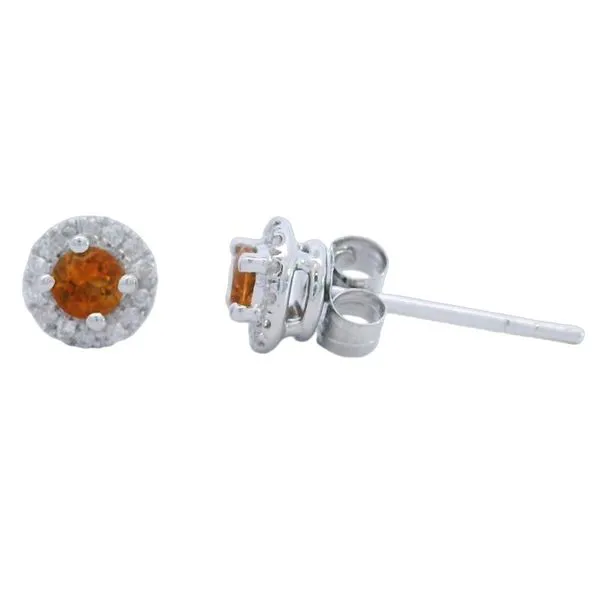 10K White Gold Citrine & Diamond Halo Stud Earrings – 0.20 CTW Citrines, 0.10 CTW Diamonds Image 2 Goldstein's Jewelers Mobile, AL