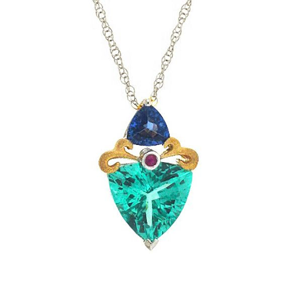 Denny Wong Apatite and Tanzanite Heart Pendant Goldstein's Jewelers Mobile, AL