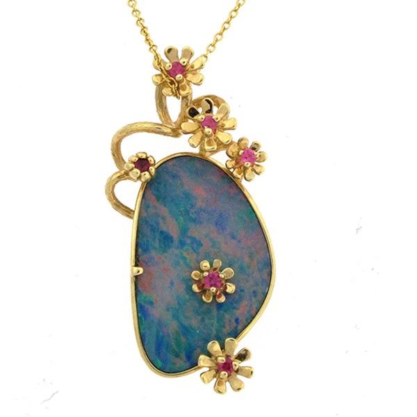 Galatea Opal and Ruby Necklace Goldstein's Jewelers Mobile, AL