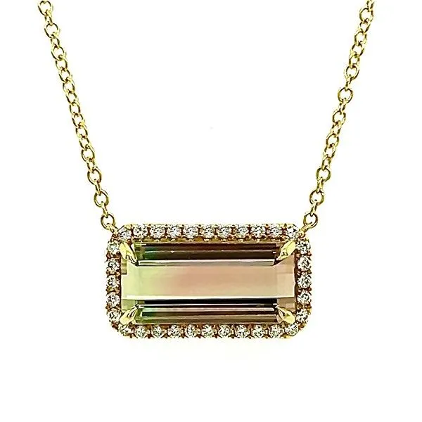 Watermelon Tourmaline and Diamond Necklace Goldstein's Jewelers Mobile, AL