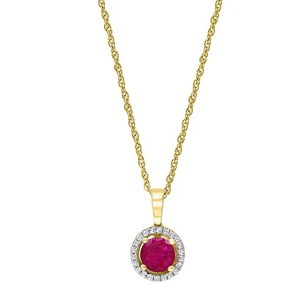 Ruby and Diamond Halo Necklace Goldstein's Jewelers Mobile, AL