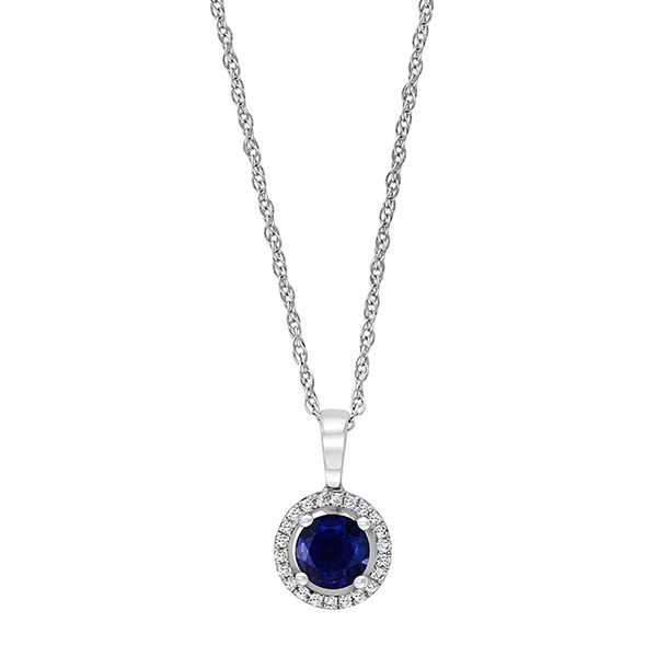 Sapphire and Diamond Halo Necklace Goldstein's Jewelers Mobile, AL