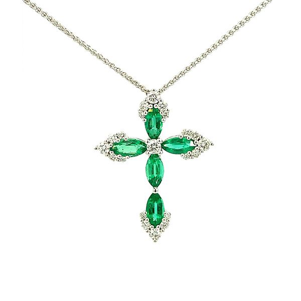 Emerald and Diamond Cross Pendant Goldstein's Jewelers Mobile, AL