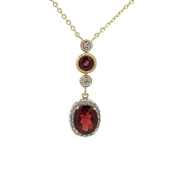 YELLOW 14 KARAT GOLD 3.45 CARAT GARNET & 0.37 CARAT DIAMOND NECKLACE Goldstein's Jewelers Mobile, AL