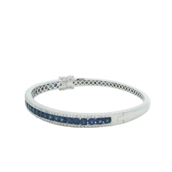 18 Karat White Gold 3.10 Carat Sapphire & 0.89 Carat Diamond Bangle Bracelet Image 2 Goldstein's Jewelers Mobile, AL