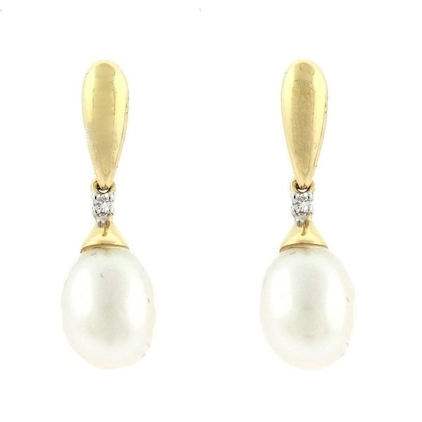 Freshwater Pearl and Diamond Earrings Goldstein's Jewelers Mobile, AL