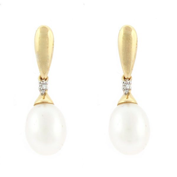 Pearl and Diamond Dangle Earrings Goldstein's Jewelers Mobile, AL