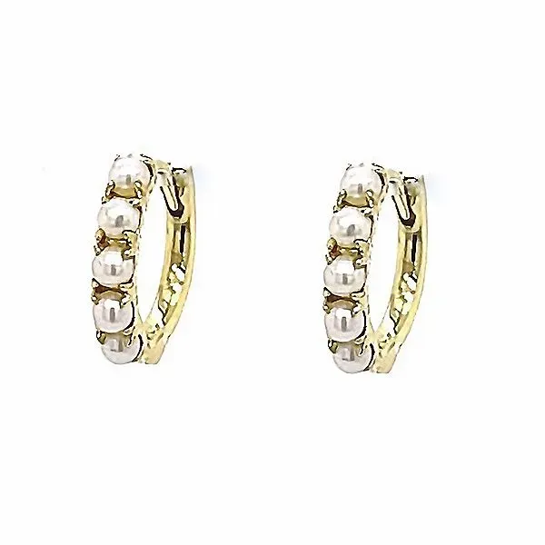 Pearl Huggie Hoop Earrings Goldstein's Jewelers Mobile, AL