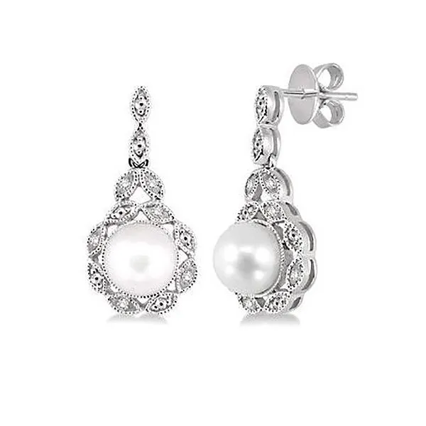 Pearl and Diamond Drop Earrings Goldstein's Jewelers Mobile, AL